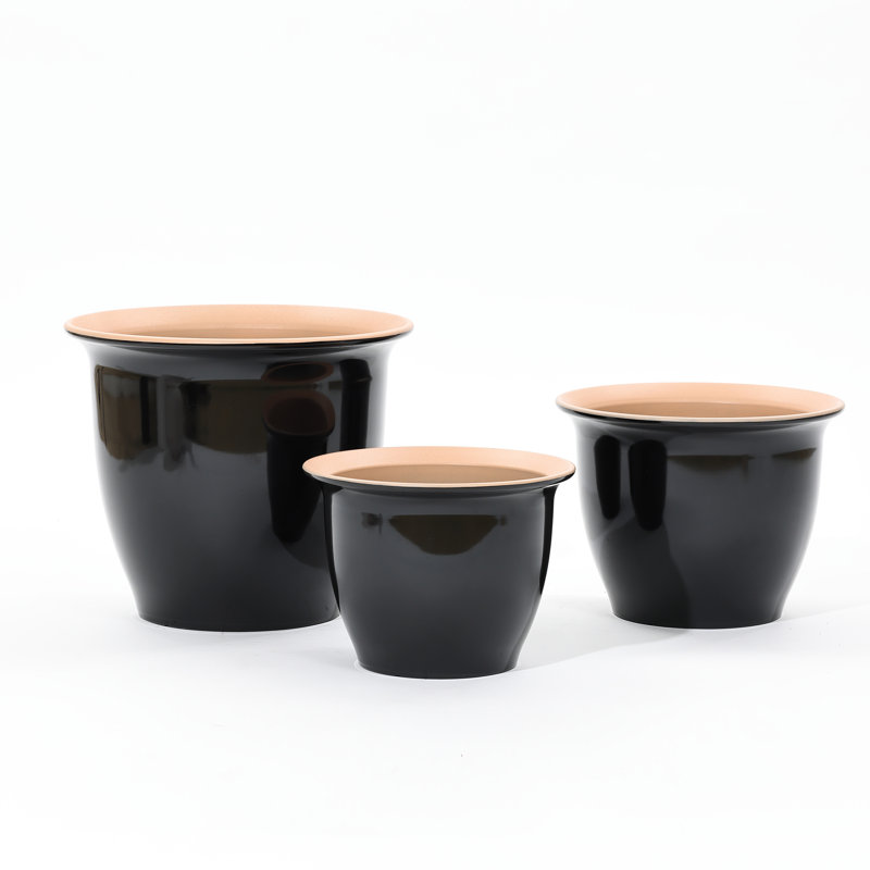 Ensemble de pots à fleurs 3 pièces Kristy, ensemble de pots d'extérieur en plastique avec trou de drainage Kristy