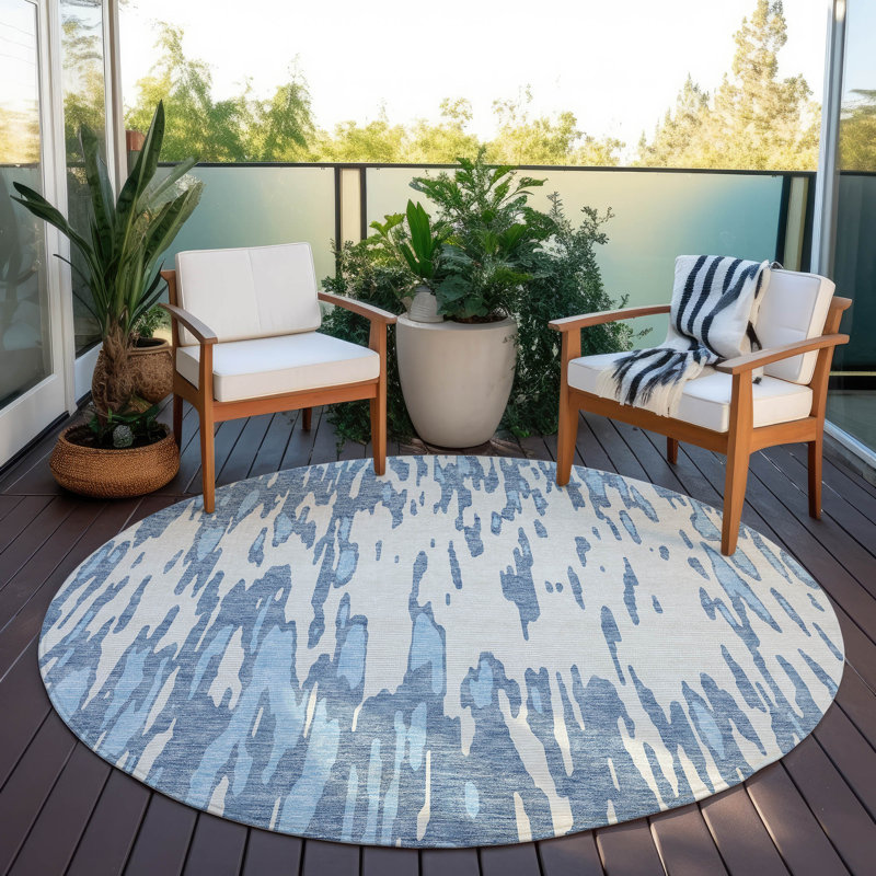 Aleighna Area Rug with Non-Slip Backing, Round 8'