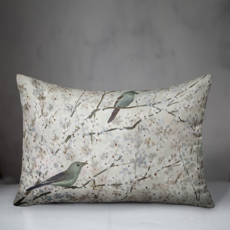 Blossoms Birds Rectangular Pillow Cover & Insert