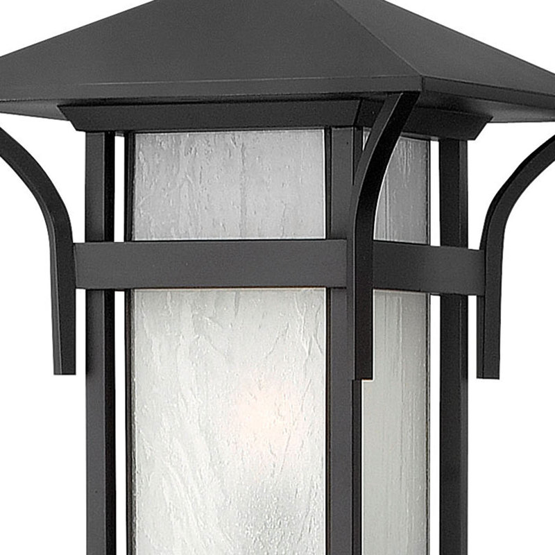 Satin Black Outdoor Lantern with Etched Glass Finish