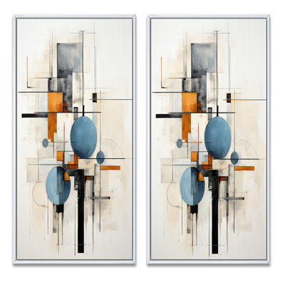 «Beige Blue Suprematism Harmonic Intersections», 2 pièces