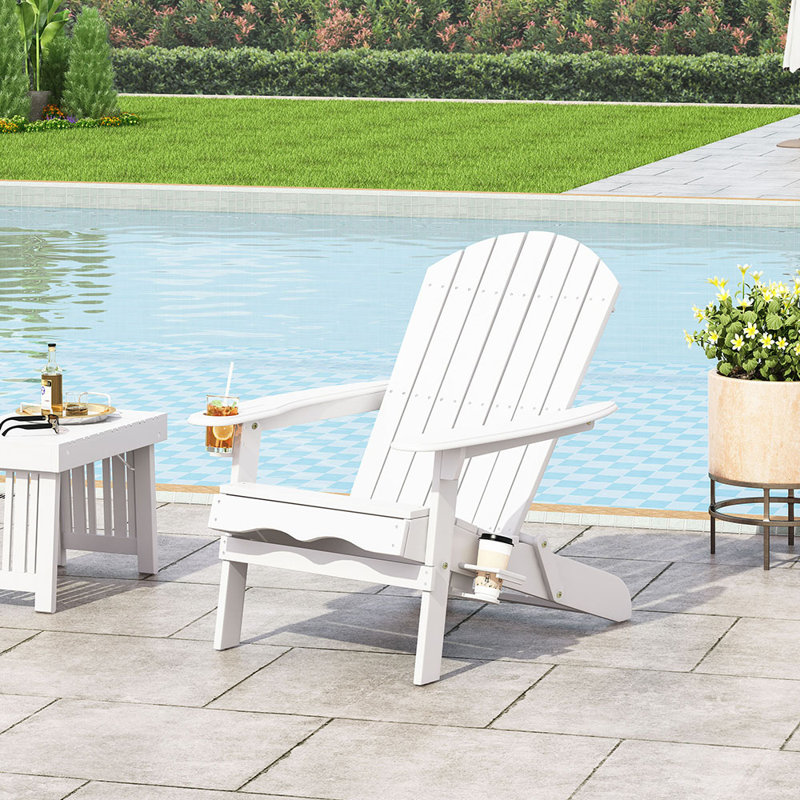 Chaise Adirondack pliante en bois massif Southwark, Blanc