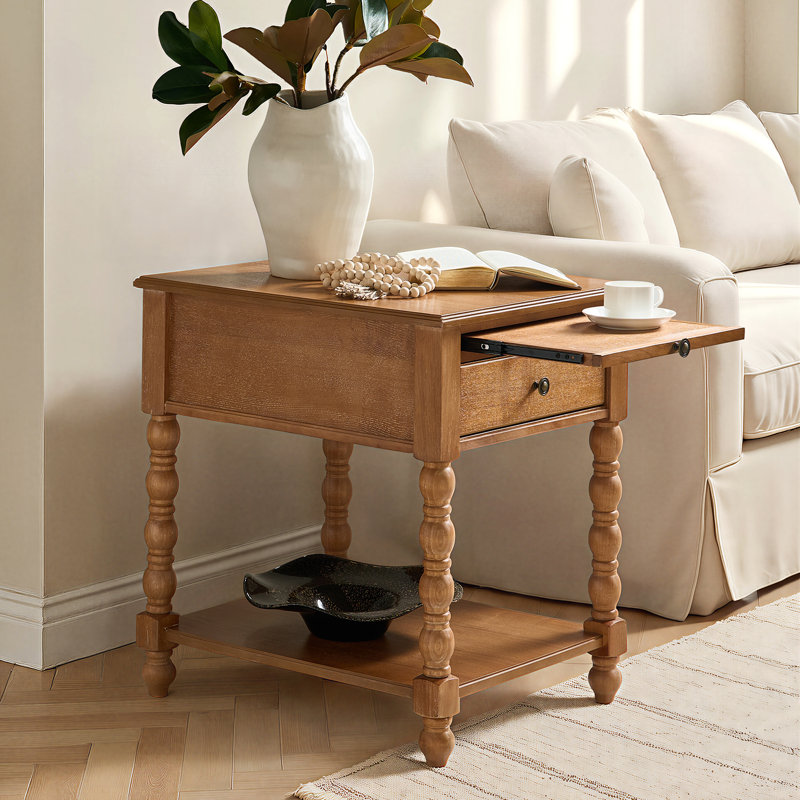 Table de bout rectangulaire en bois massif H 26 po Wimberly, Dérive en mer