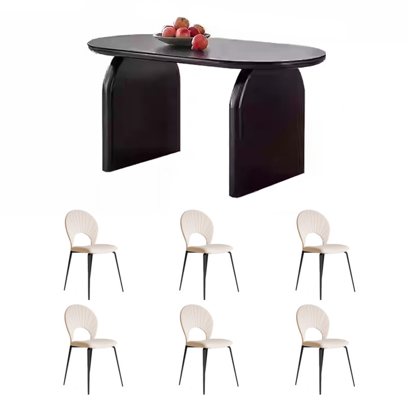 Table et chaise de salle à manger de style crème minimaliste, H 29,5 po x L 62,9 po x l 31,4 po
