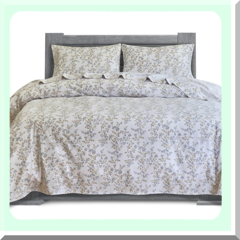 WinterWonder Flannel Sheet Set - 100% Cotton 4 Piece Deep Pocket Bed Sheets, Double Brushed for Extra Softness. Cozy Alpine Collection Queen Size with Novelty Polar Bears Design.