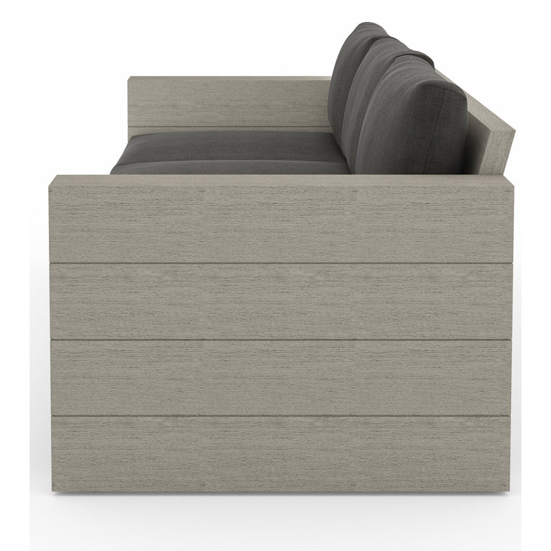 Tsubaki 96" Wide Patio Sofa, Weathered Gray, Charcoal Polypropylene/Olefin