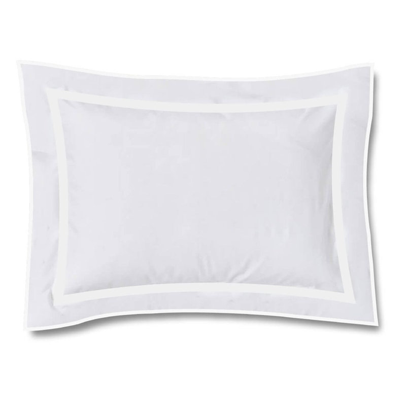 400TC Embroidery & Border Cotton Sateen Solid Duvet Cover Set, White/White