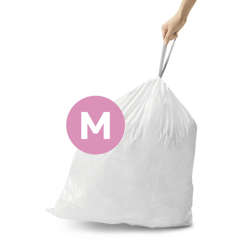 Simplehuman Code M Custom Fit Drawstring Trash Bags, White, 11.9, 100