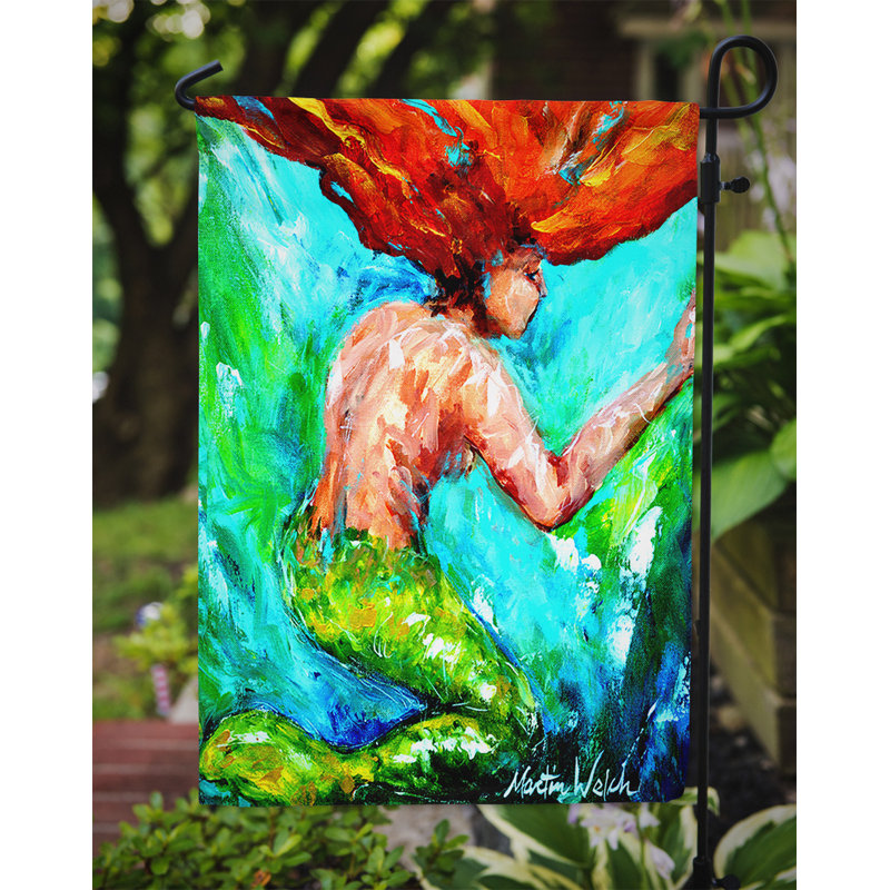 Drapeau de jardin 2 côtés mermaids céleste