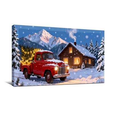 Scène de Noël de Noël avec chalet enneigé