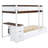 Twintwin Bunk Bed With Desk, Twin Size Trundle In White + Walnut Design Space Optimizing Storage