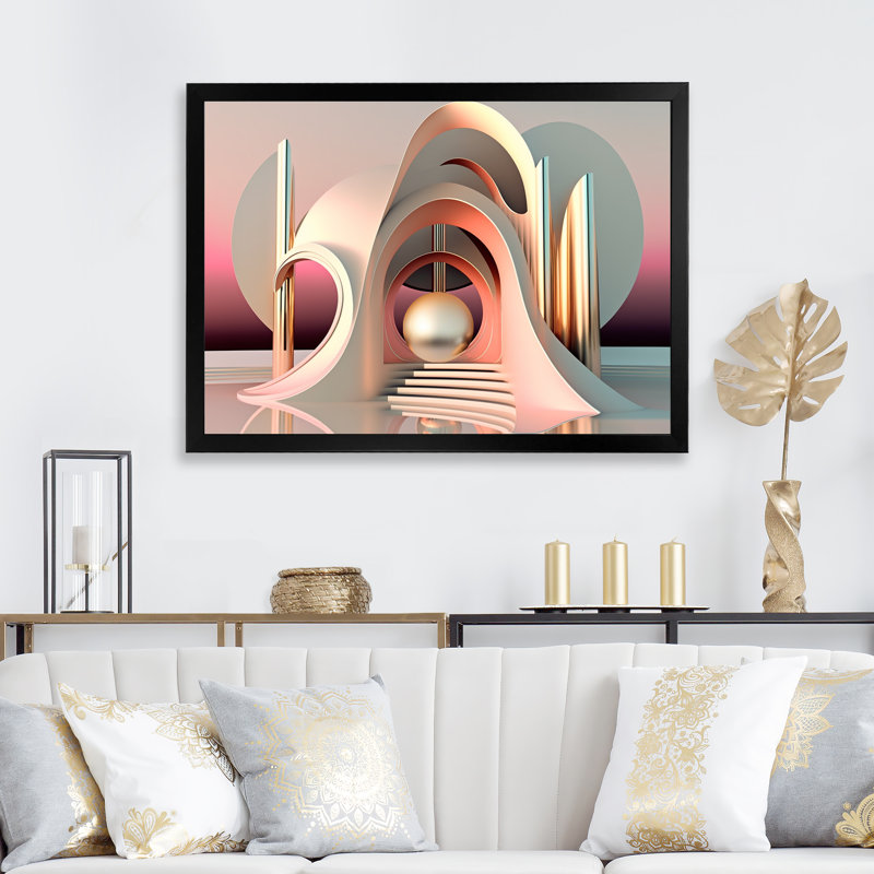 «Minimalistic liquid Gold Architecture IV», reproduction sur toile, Impression noire sur toile encadrée