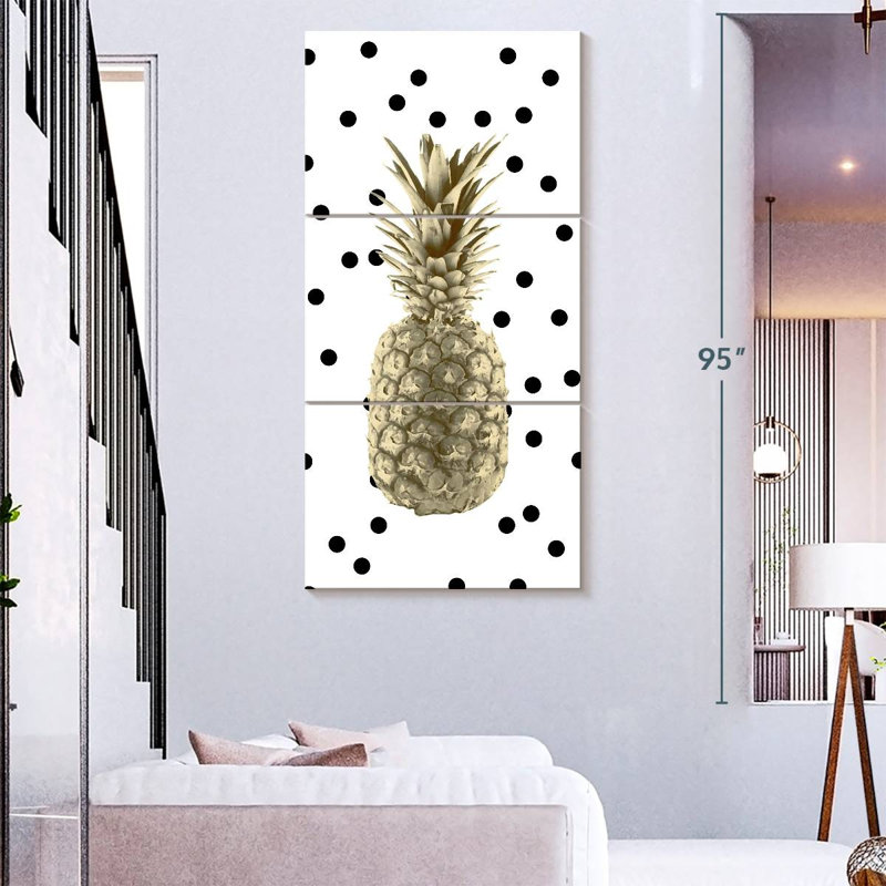 Pineapple Dots 3 pièces, H 80 po x l 39 po x P 1,25 po