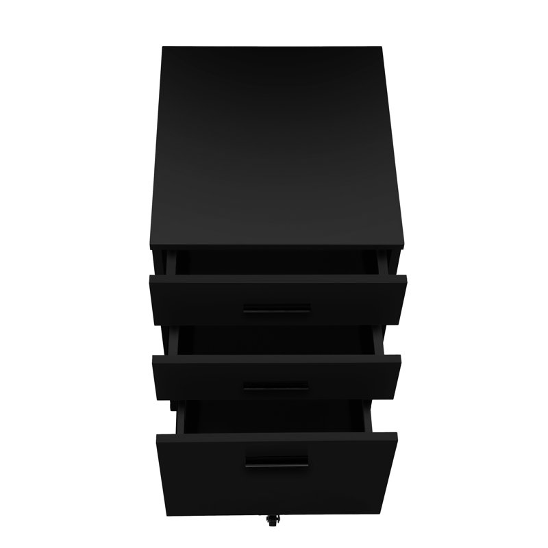 Contenant à dossier roulant noir stratifié, idéal pour l'armoire de rangement d'organisation de bureau, efficacité de finition