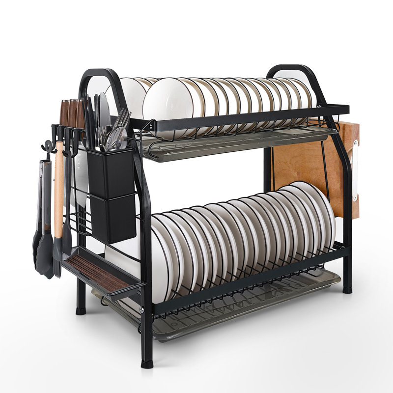 Égouttoir à vaisselle, ensemble de égouttoir compact à 2 niveaux