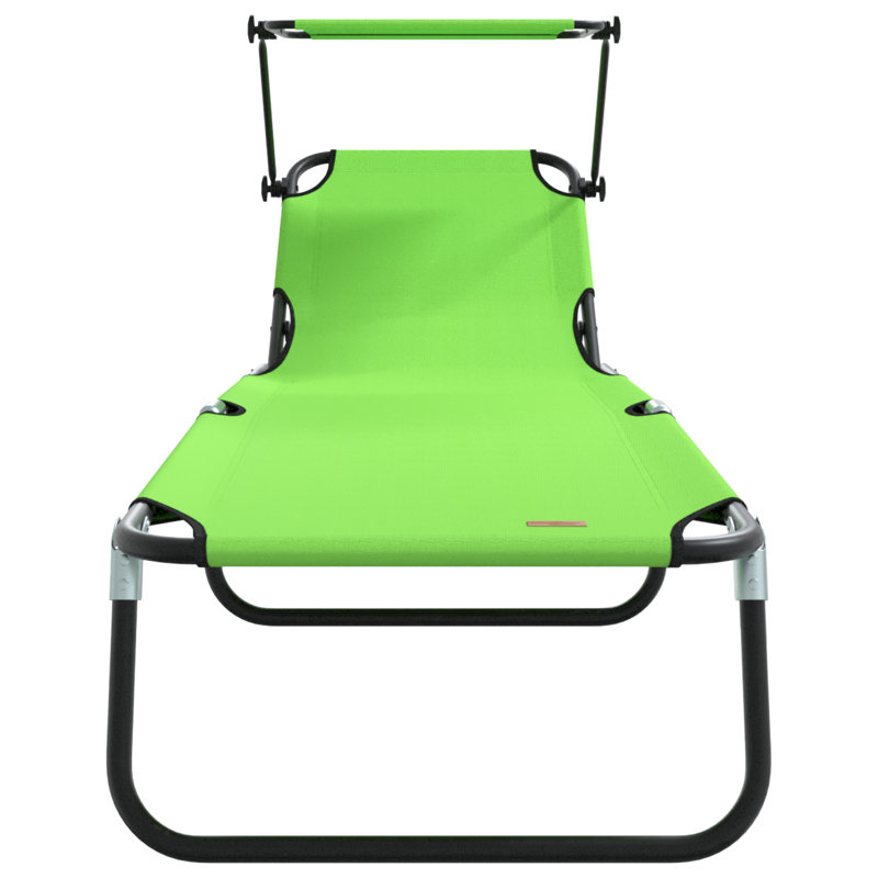 vidaXL Folding Sun Lounger Folding Oxford Outdoor Recliner Adjustable Patio, Green