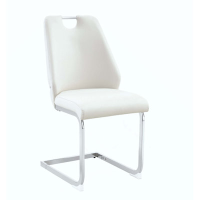 Ensemble de 2 chaises de salle à manger en similicuir avec texture en filet, anneau arrière et poignée, ensemble de chaises de salle à manger rembourrées à dossier haut (ensemble de 2)