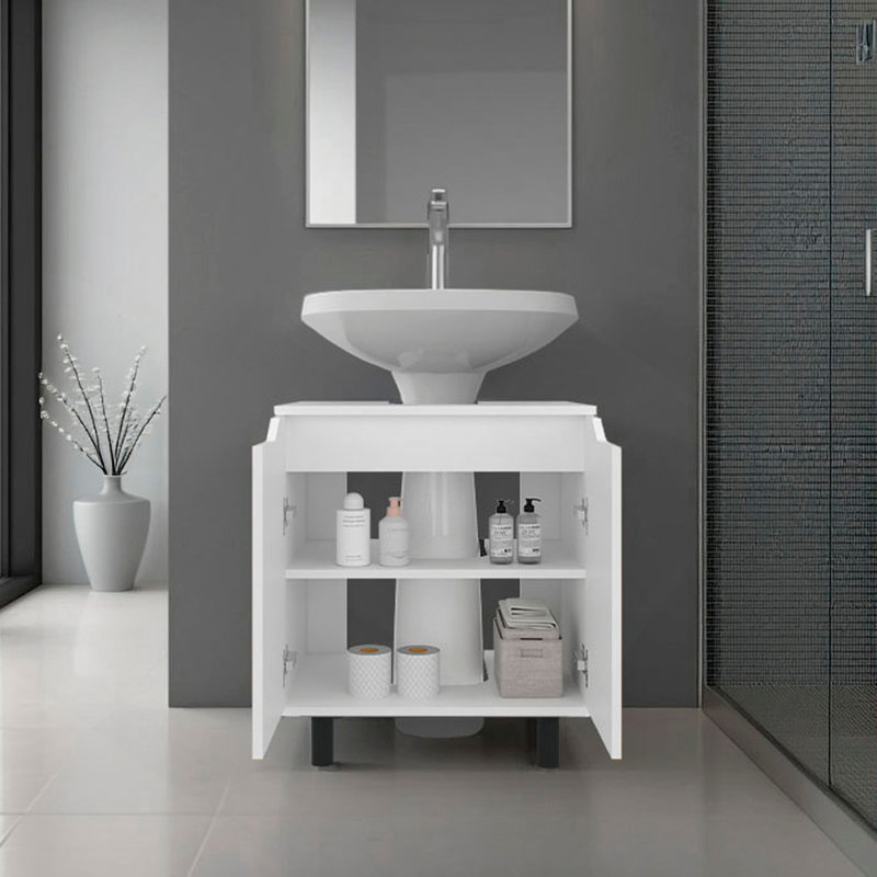 Armoire encastrée avec deux portes et tablettes de rangement intérieures Marlo