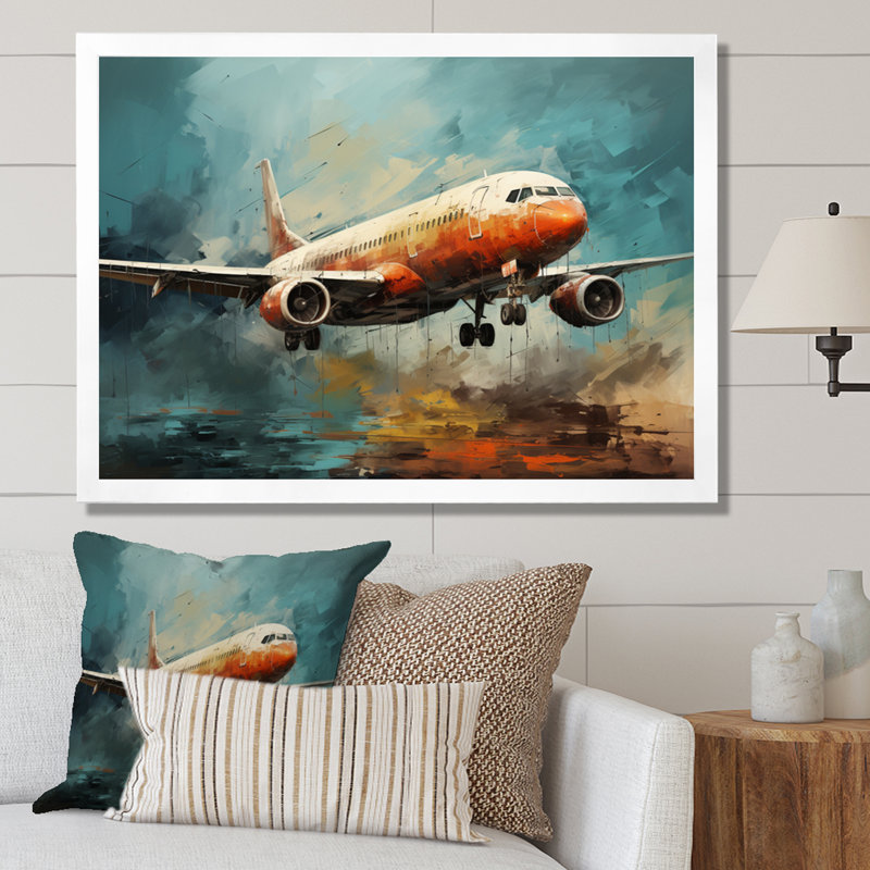 Voyage en avion sur toile, H 34 po x l 44 po x P 1,5 po, Cadre simple blanc
