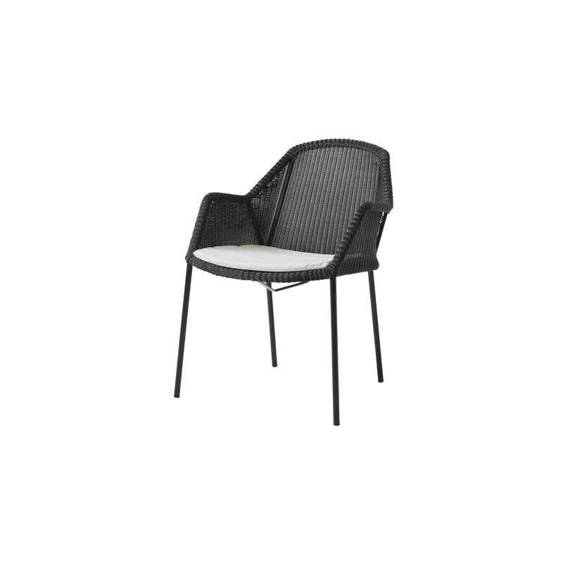 Breeze Stacking Patio Dining Armchair with Cushion, Black, Gray