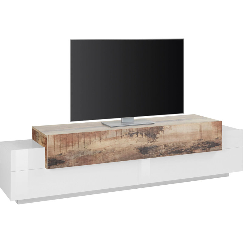 Nostrand TV Stand for TVs up to 78", White/Maple