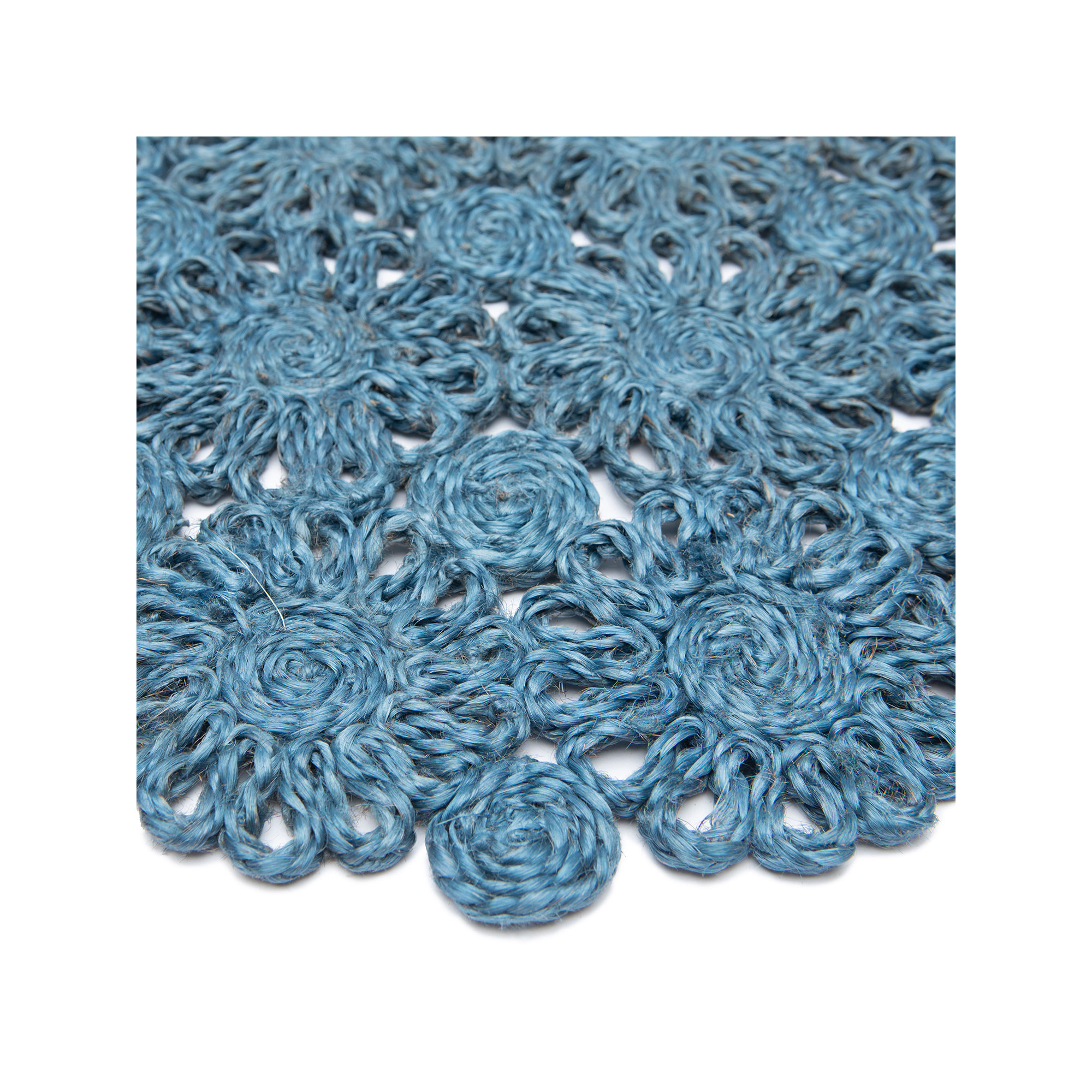 Bladwell Jute Round Placemat, Blue Jean