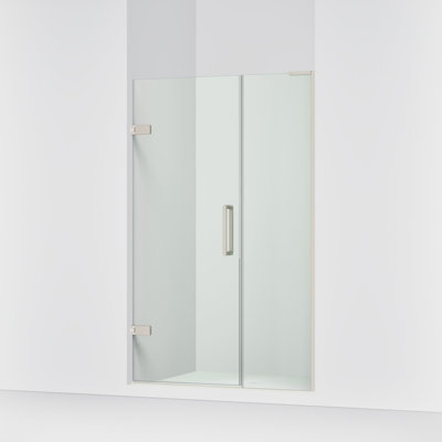 Composed 45-1/4-In46-In W X 71-1/2-In H Frameless Pivot Shower Door With 3/8-In Crystal Clear Glass And Back-To-Back Vertical Door Pulls