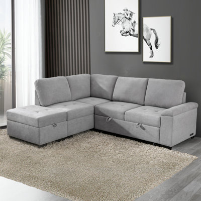 87.4 " Velvet L-Shaped Sofa Bed