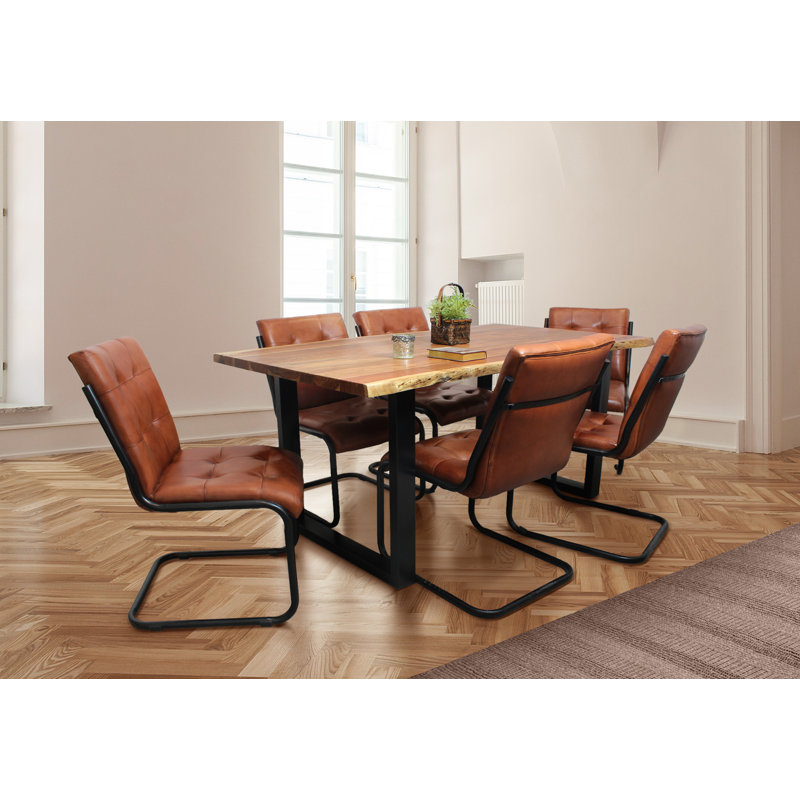 Ensemble 7 pièces Bayside avec table de salle à manger 67 po et 6 chaises d'appoint brun moyen Kurtz