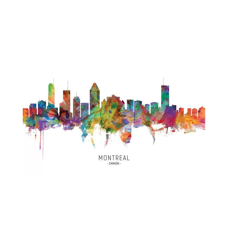 «Montreal Canada Skyline» par Michael Tompsett. - Impression sur toile tendue, H 8 po x l 12 po x P 0,75 po