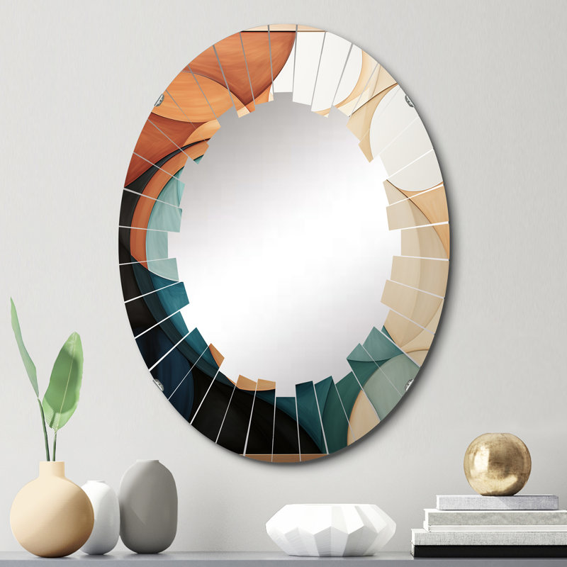 Hattiesville - Miroir mural Mid-Century ovale, 30 po x 20 po