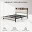 Base de lit plateforme grand format - beige, avec station de charge, tête de lit / pied de lit rembourré (sans tiroirs)