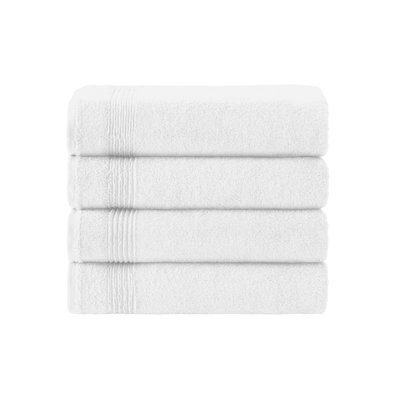 Ozdilek 4-Piece Bath Towels, 27x54 100% Turkish Cotton, Luxury Quick Dry, Extra Large, Fade-Resistant, Eco-Friendly, Spa Towel, Comfortable (White)