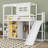 Twin Size Loft Bed With Wardrobe, Wood Loft Frame With Storage Shelves, Slide, Multifunctional Design And LED Light