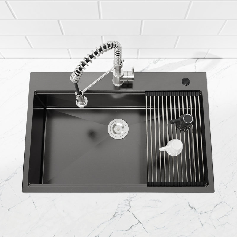 Brushed Overmount Sink - Professional Kitchen Package, Black