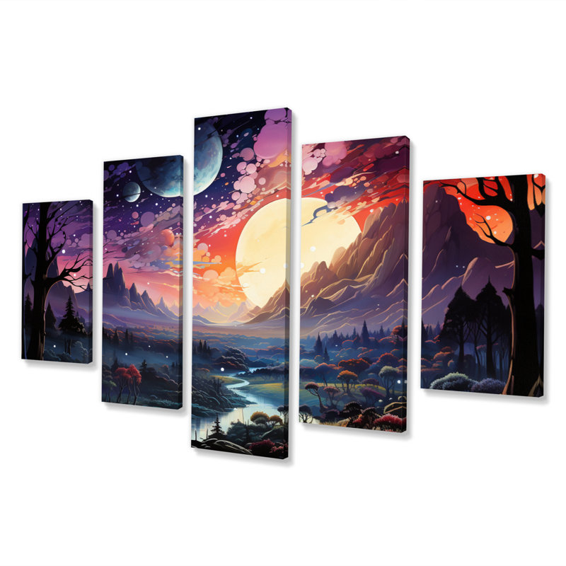 Étoiles Infinity Landscape II - décoration murale étoiles - 5 panneaux