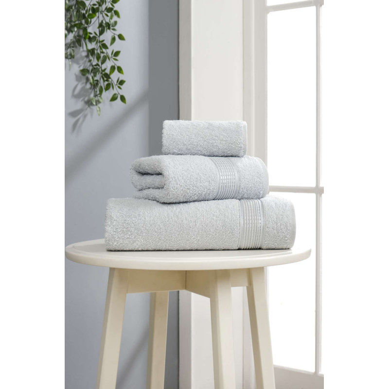 Premium 3-Piece Towel Set, Light Grey, 11.8 x 19.7 in (Wash Towel), 19.7 x 33.5 in (Hand Towel), 27.6 x 55.1 in (Bath Towel) | 100% Soft Cotton, Machine Washable | Luxurious Absorbency & Comfort for Home Spa