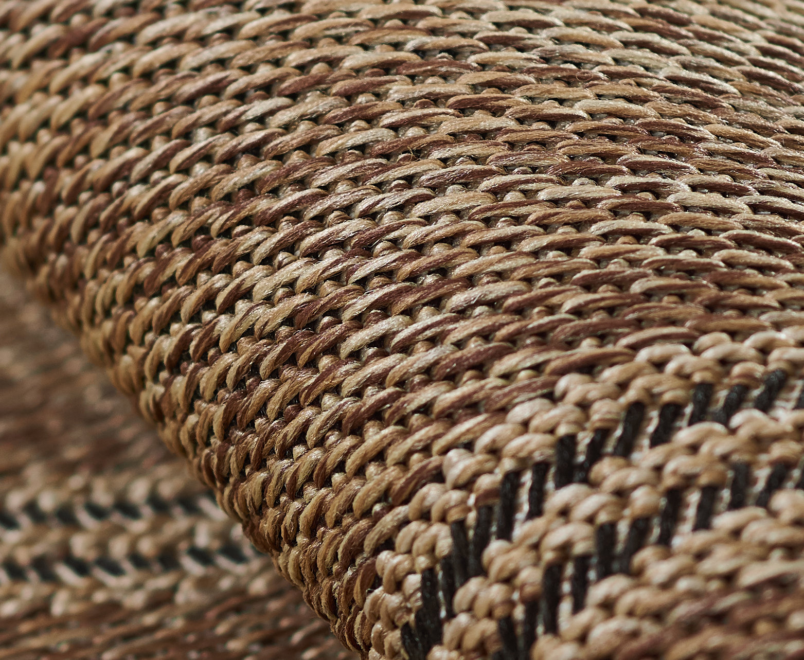 Twill Brown Beige Geometric Outdoor Rug, Runner 2'7" x 7'6"