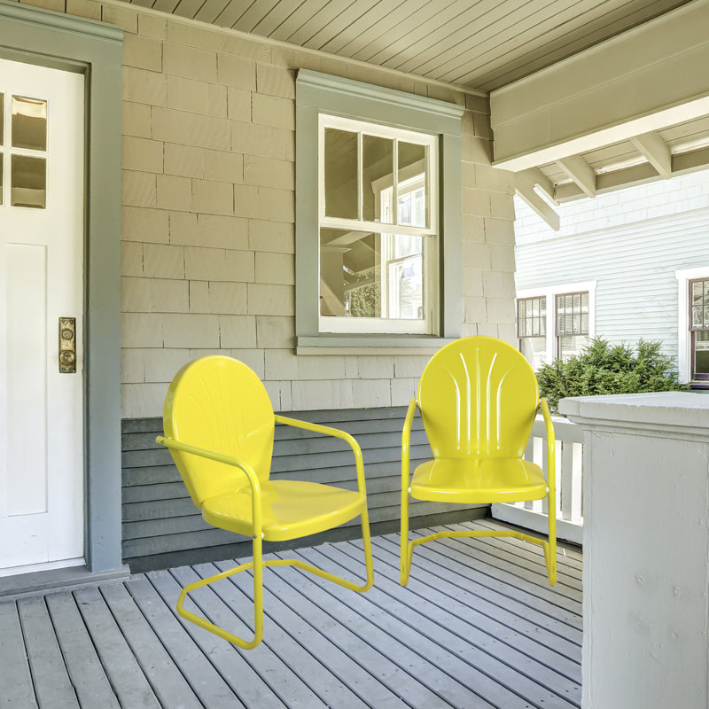 Fauteuil tulipe rétro d'extérieur 34 pouces, Jaune