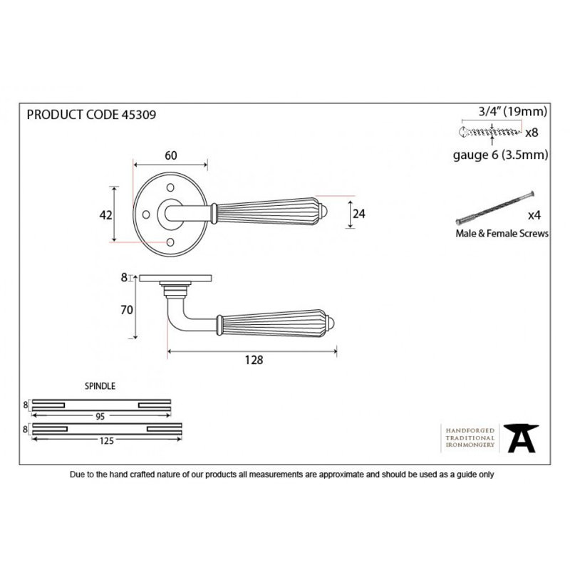 Hinton Dummy Door Handle Kit, Aged Brass