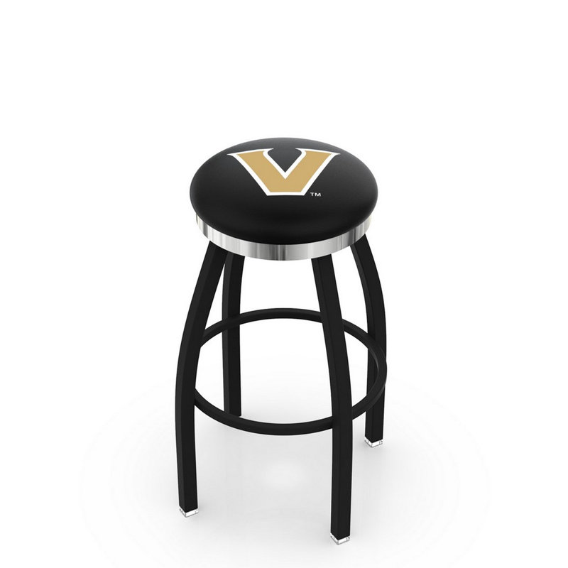 NCAA Swivel 25" Counter Stool, Chrome, Vanderbilt University