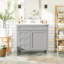 Meuble-lavabo de 36 po avec lavabo supérieur, meuble-lavabo moderne avec 2 tiroirs et tiroir escamotable, meuble-lavabo simple-772491020-772491029