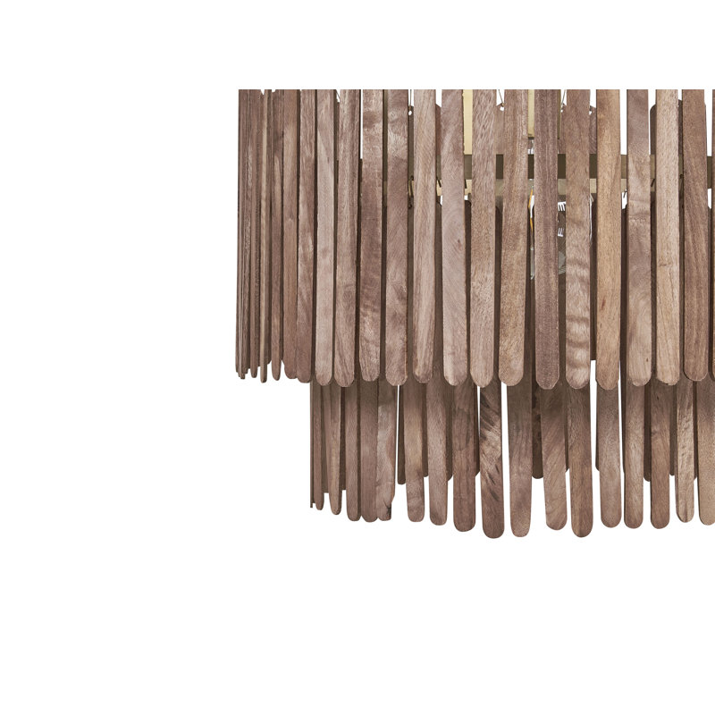 Meline 1 - Light Dark Wood Drum Pendant