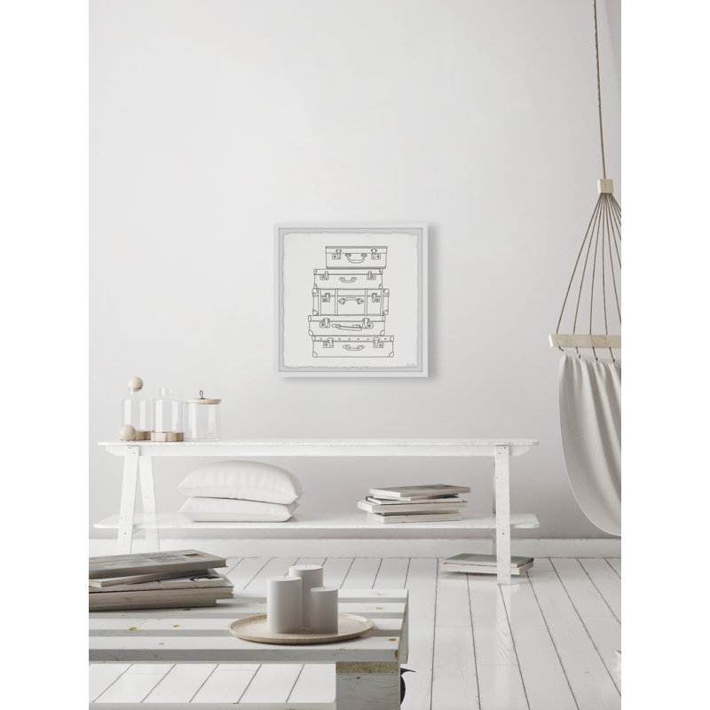 Pile Of Luggage - Single Picture Frame Print, 81cm H x 81cm W x 3.81cm D