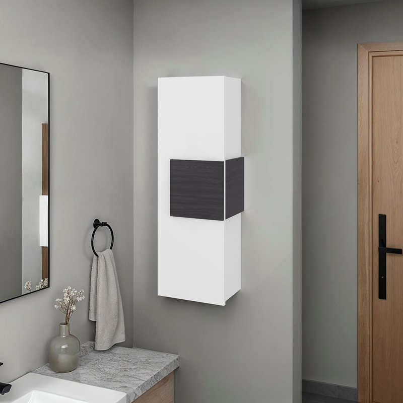 Armoire à porte simple H 38 po, trois tablettes, blanc Magna, Blanc/Noir
