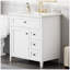Meuble-lavabo autoportant de 30 po avec lavabo, panneau de fibres à densité moyenne moderne et bois d'hévéa avec 3 tiroirs, tablette réglable, porte à gauche-1875907029-1875907026-1875907030