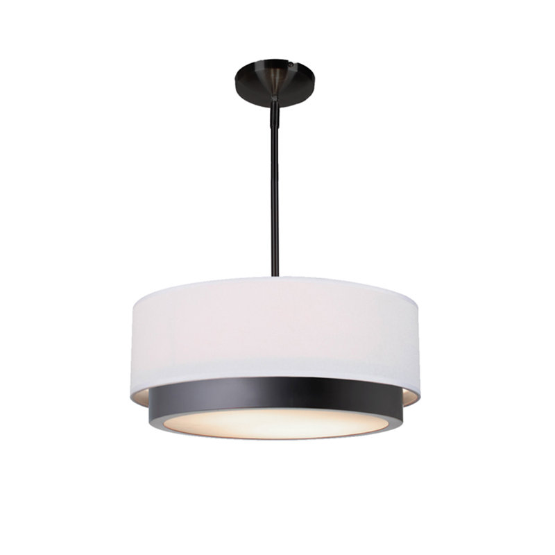 Luminaire suspendu tambour simple à 1 lumière Keishona, Noir mat