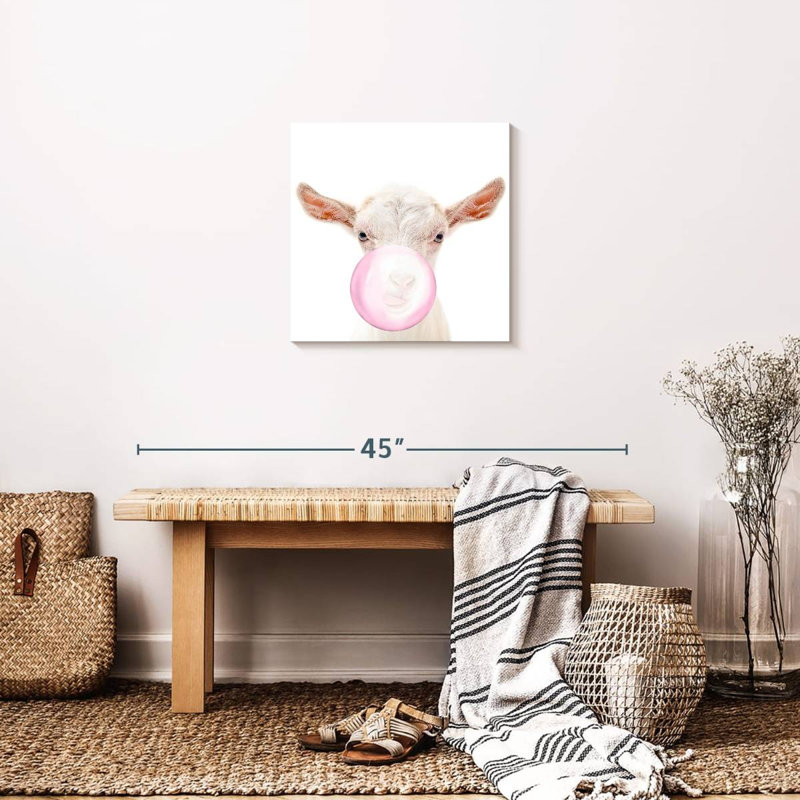 " Bubble Gum Goat ", 20" H x 20" W x 1.25" D