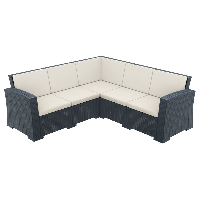 Mcchesney 5 - Person Modular Patio Conversation Set with Cushions, Dark Gray