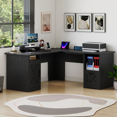 L-Shaped Executive Desk With Power Outlet